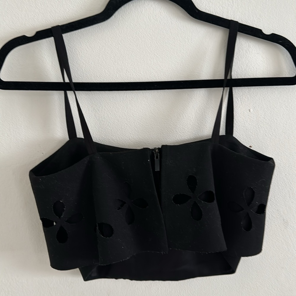 Elizabeth and James ruffle eyelet crop top